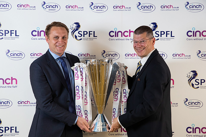 Robert Bridge, Chief Customer Officer at cinch and Neil Doncaster, Chief Executive of the Scottish Professional Football League