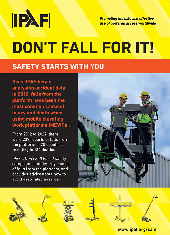 IPAF’s Don’t Fall For It! safety campaign leaflet