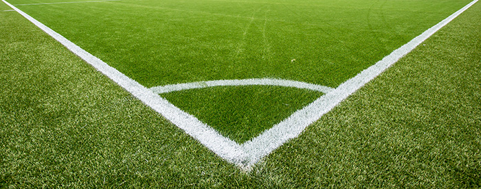 A football pitch with crisp, cleaning line markings