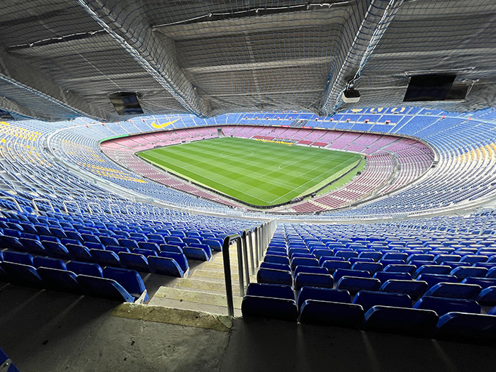 Camp Nou stadium seating facing the football pitch - FC Barcelona