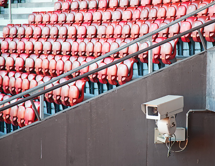 A camera in a stadium